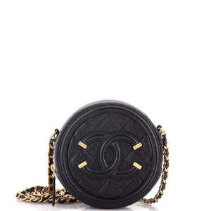 Chanel Filigree Round Clutch With Chain #230128C25B